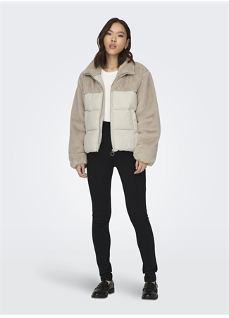 Only Krem Kadın Mont ONLWANJA FUR PUFFER MIX JACKET CC O