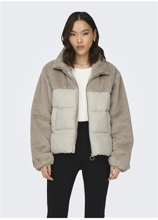 Only Krem Kadın Mont ONLWANJA FUR PUFFER MIX JACKET CC O_1