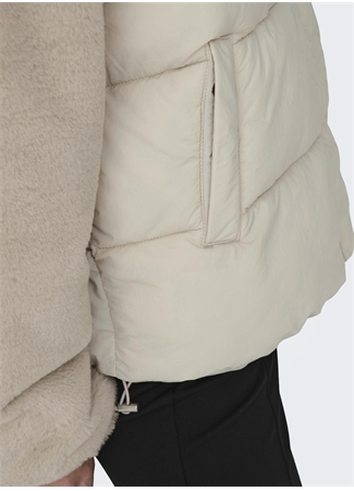 Only Krem Kadın Mont ONLWANJA FUR PUFFER MIX JACKET CC O_3