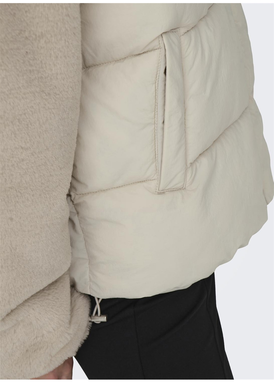 Only Krem Kadın Mont ONLWANJA FUR PUFFER MIX JACKET CC O_3