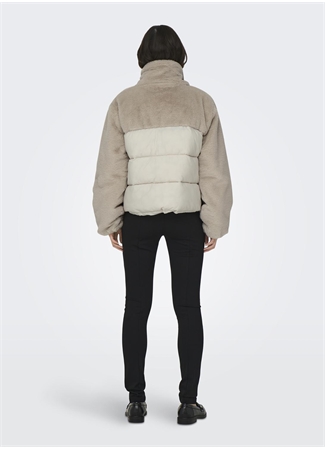 Only Krem Kadın Mont ONLWANJA FUR PUFFER MIX JACKET CC O_4