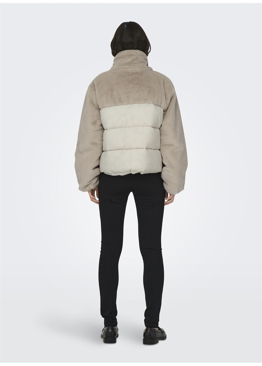 Only Krem Kadın Mont ONLWANJA FUR PUFFER MIX JACKET CC O_4