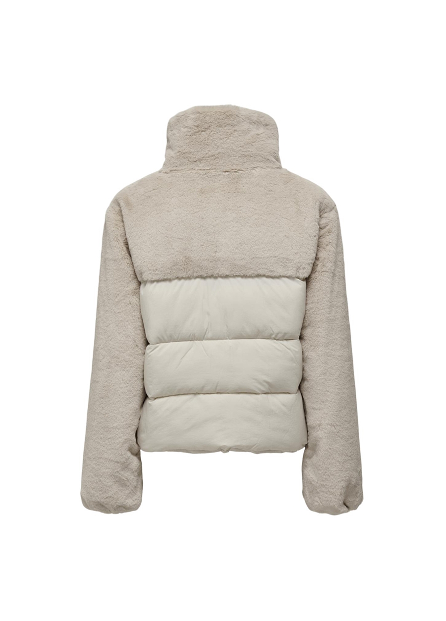 Only Krem Kadın Mont ONLWANJA FUR PUFFER MIX JACKET CC O_6