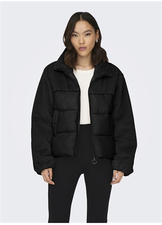 Only Siyah Kadın Mont ONLWANJA FUR PUFFER MIX JACKET CC O