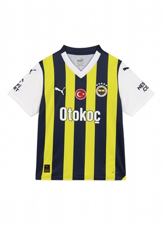 Puma Mavi Erkek Çocuk Bisiklet Yaka Kısa Kollu Düz Forma 77200101 FSK Home Jersey Replica Jr_0