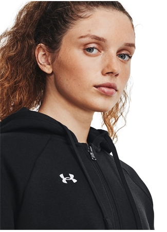 Under Armour 1379497-001 UA Rival Fleece FZ Hood Siyah Bol Kesim Kadın Zip Ceket_2