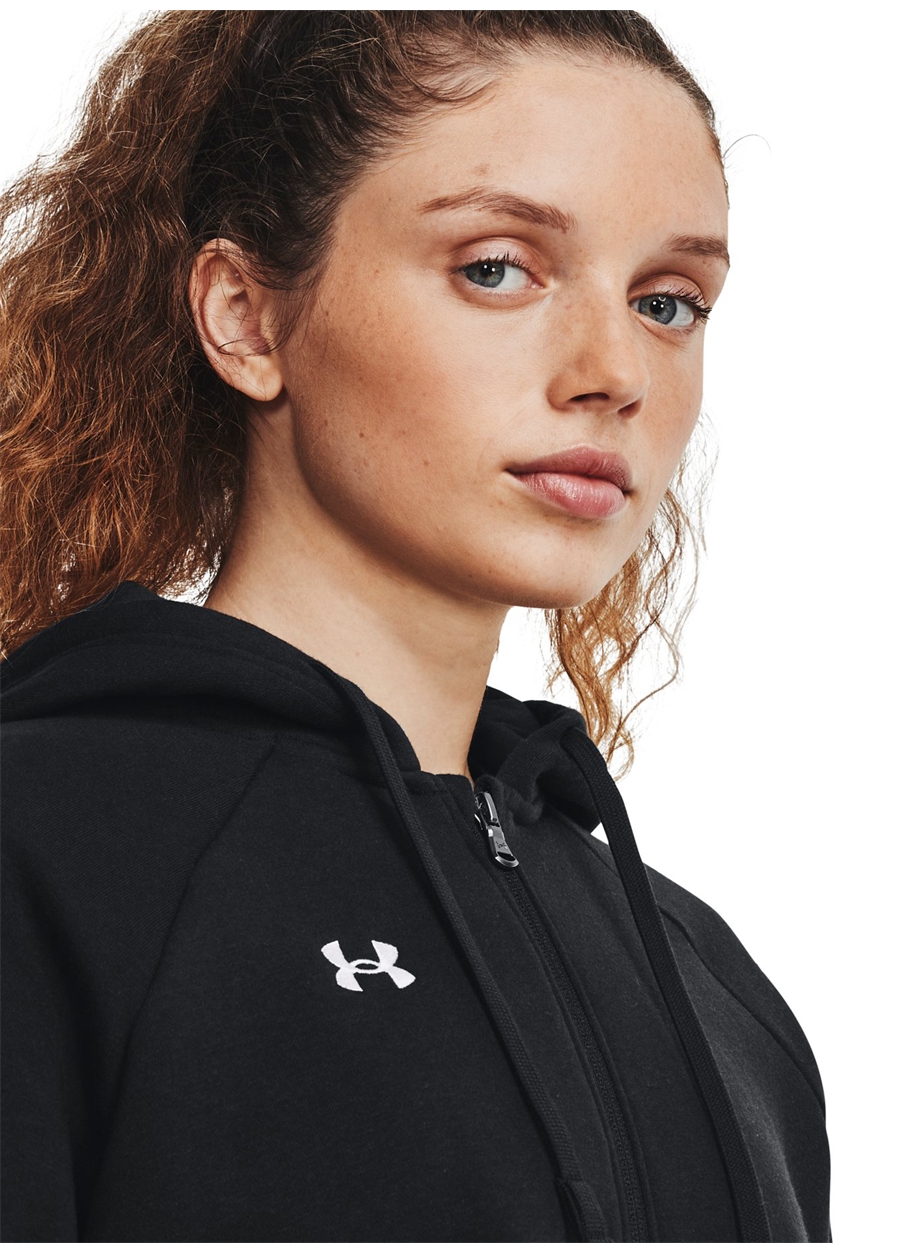 Under Armour 1379497-001 UA Rival Fleece FZ Hood Siyah Bol Kesim Kadın Zip Ceket_2