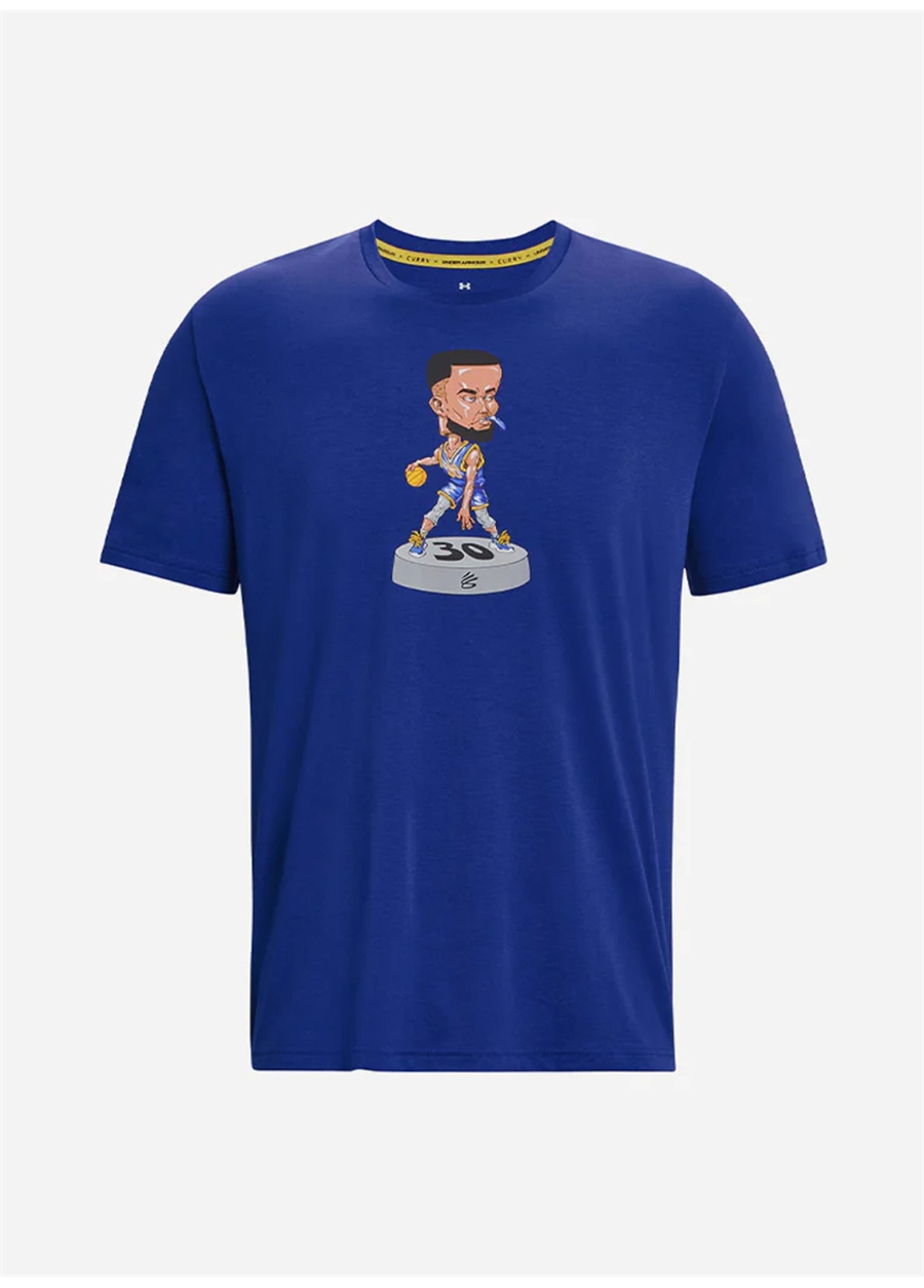 Under Armour Mavi Erkek Bisiklet Yaka T-Shirt 1379859-400 UA CURRY BOBBLE HEAD SS