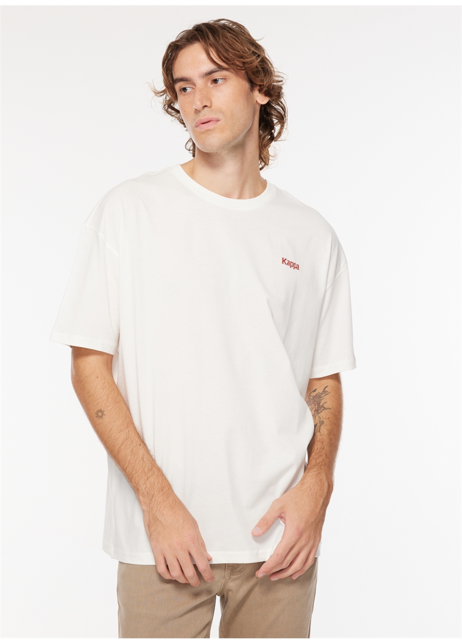 Kappa Beyaz Erkek Yuvarlak Yaka T-Shirt 321P4FW001 AUTHENTIC NARITA