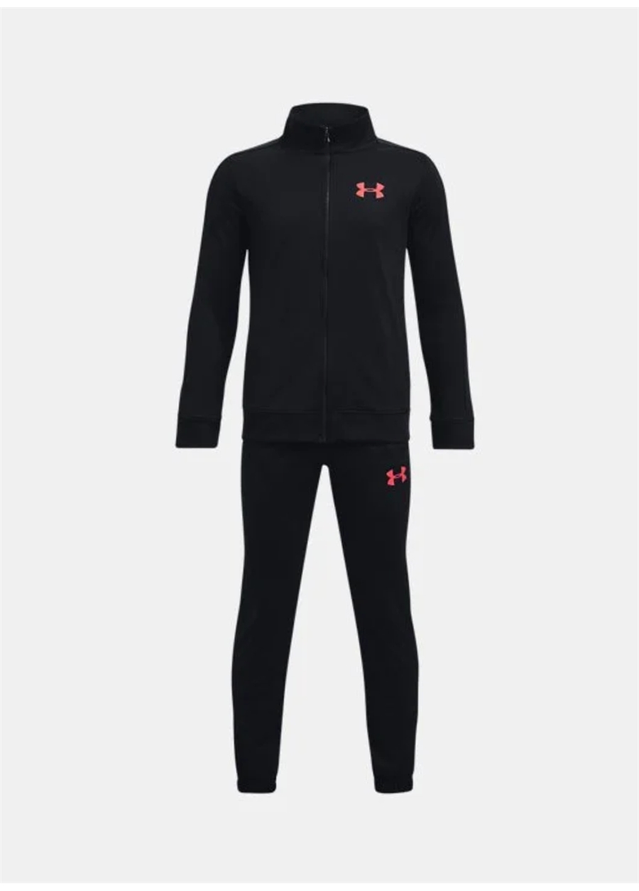 Under Armour Siyah Erkek Çocuk Balıkçı Yaka Uzun Kollu Dar Paça Bağlamalı Bol Kesim Düz Eşofman Takımı 1363290-003 UA Knit Track Suit_0