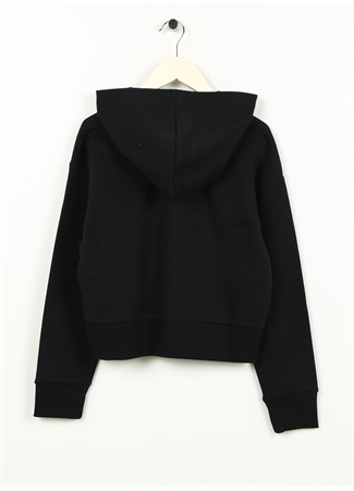 Under Armour Siyah Kız Çocuk Kapüşonlu Uzun Kollu Bol Kesim Düz Sweatshirt 1379517-001 UA Rival Fleece Crop Ho_1