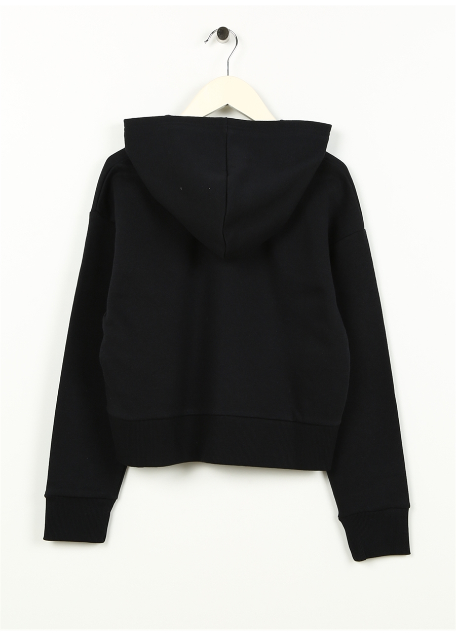 Under Armour Siyah Kız Çocuk Kapüşonlu Uzun Kollu Bol Kesim Düz Sweatshirt 1379517-001 UA Rival Fleece Crop Ho_1