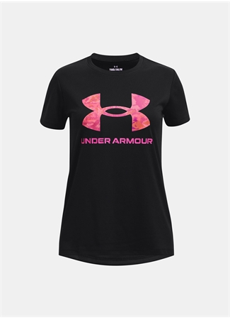 Under Armour Düz Siyah Kız Çocuk T-Shirt 1377016-004 UA Tech Print BL SSC_0