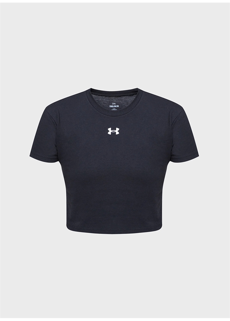 Under Armour Siyah Kız Çocuk T-Shirt 1380878-001 UA CROP SPORTSTYLE LOGO_0