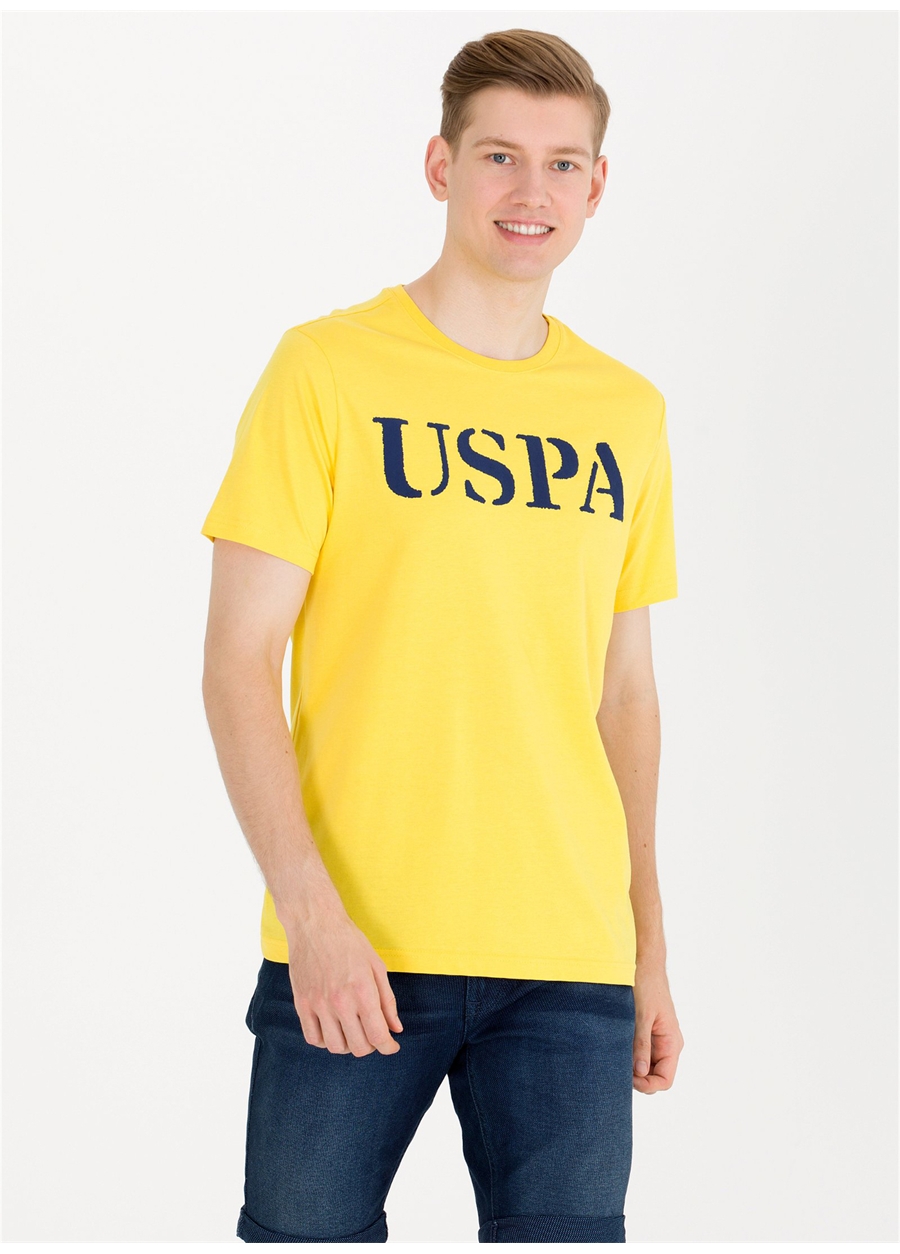 U.S. Polo Assn. Bisiklet Yaka Koyu Sarı Erkek T-Shirt GEARTIY023