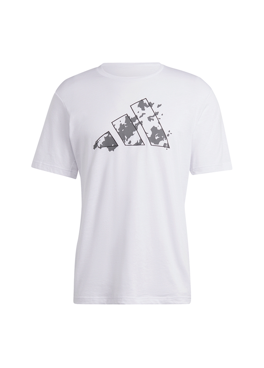 Adidas Beyaz Erkek Bisiklet Yaka Baskılı T-Shirt IJ9603-TR-ES+ TEE