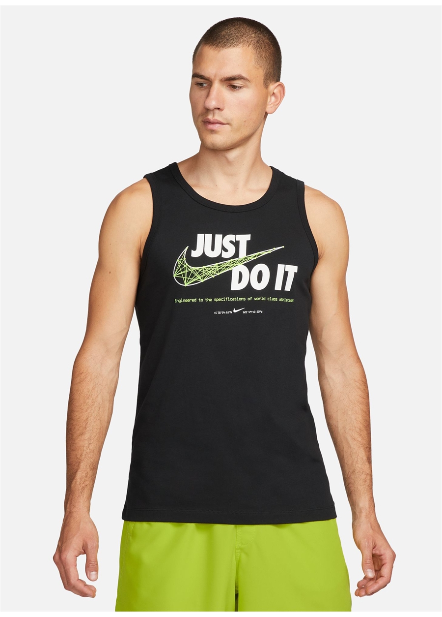 Nike Siyah - Gri - Gümüş Erkek Yuvarlak Yaka Regular Fit Atlet FJ2459-010 M NK DF TANK WC 3