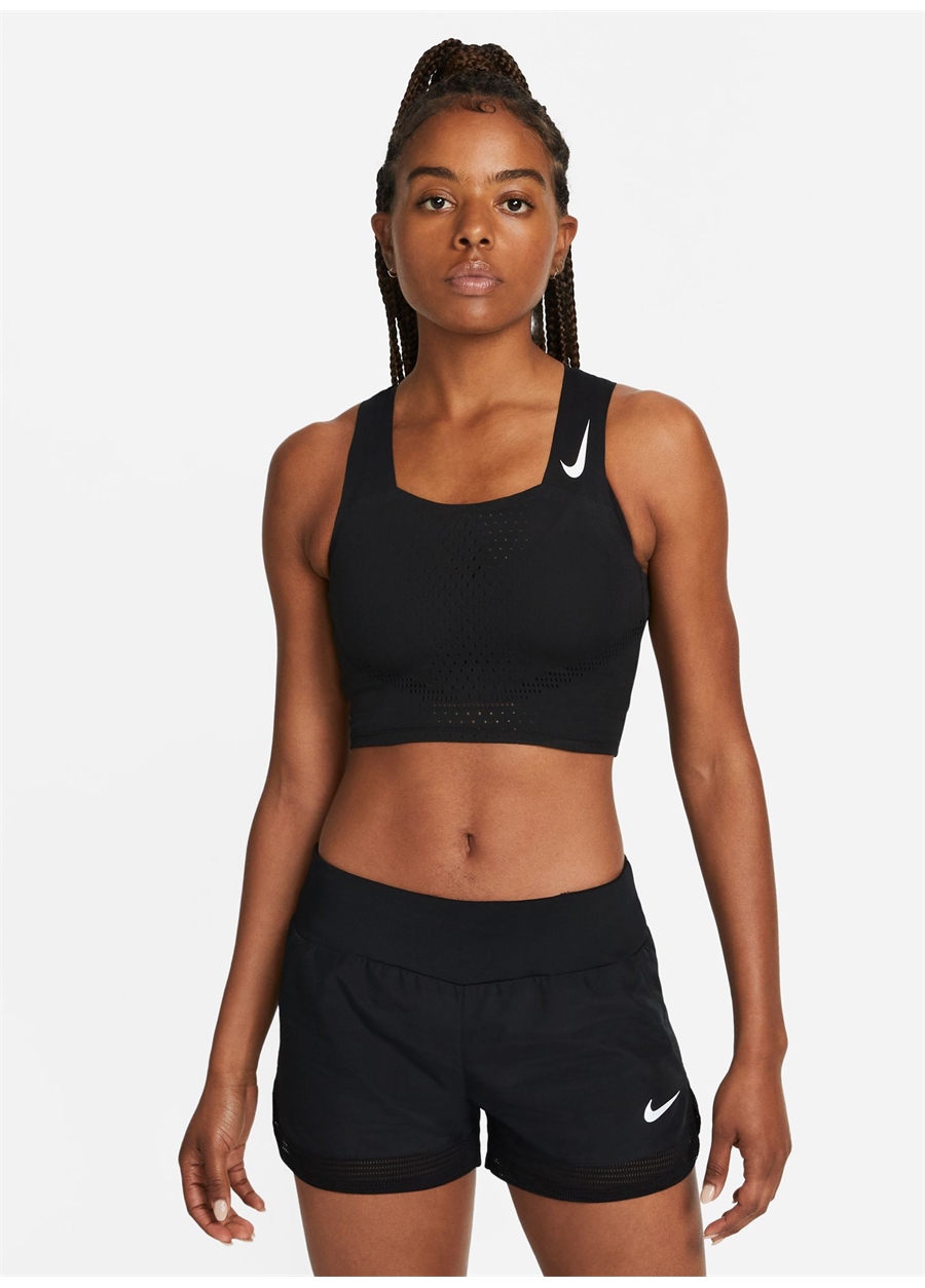 Nike Siyah - Gri - Gümüş Kadın Yuvarlak Yaka Regular Fit Atlet DM8728-010 W NK DFADV AROSWFT CROP_1