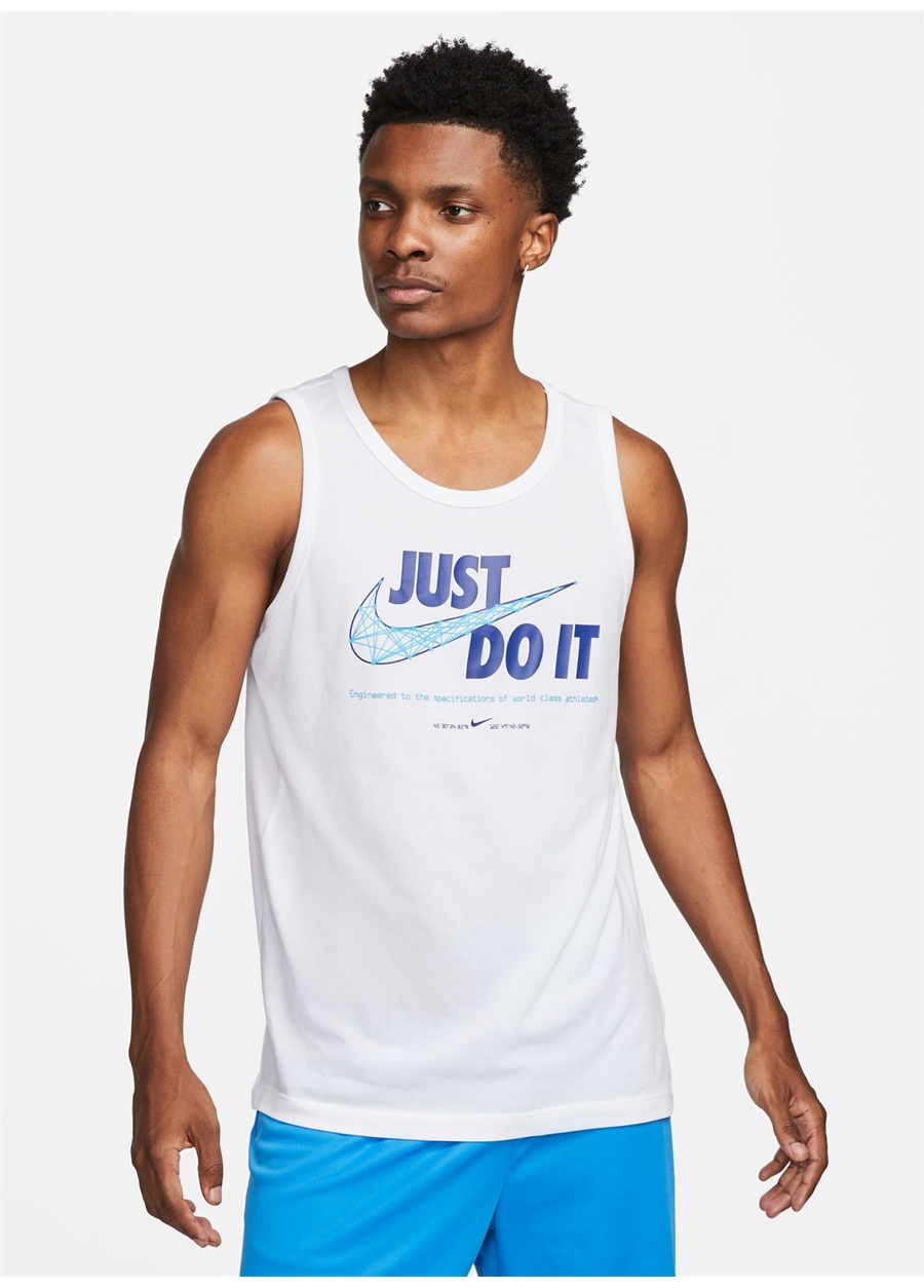 Nike Beyaz Erkek Yuvarlak Yaka Regular Fit Atlet FJ2459-100 M NK DF TANK WC 3