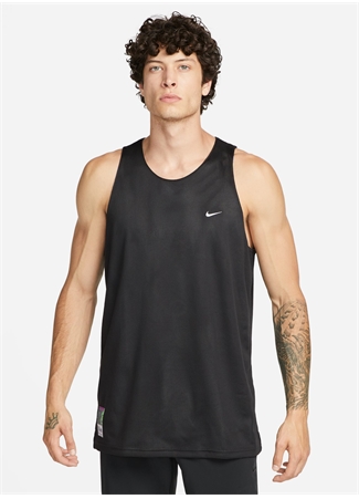 Nike Siyah - Gri - Gümüş Erkek Yuvarlak Yaka Regular Fit Atlet FB7978-010 M NK DF S72 REV AOP TANK_0