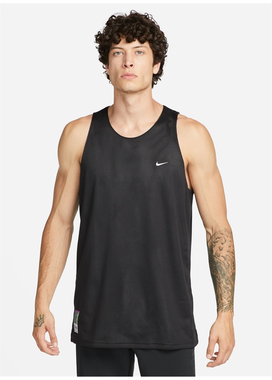 Nike Siyah - Gri - Gümüş Erkek Yuvarlak Yaka Regular Fit Atlet FB7978-010 M NK DF S72 REV AOP TANK_0