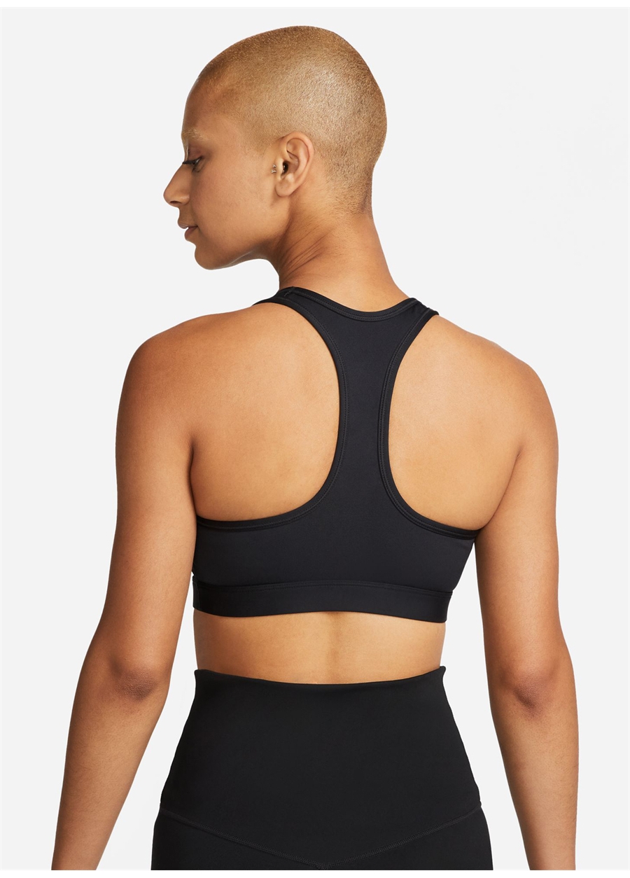 Nike Siyah - Gri - Gümüş Kadın Yuvarlak Yaka Regular Fit Sporcu Sütyeni DX6821-010 W NK SWSH MED SPT BRA_1