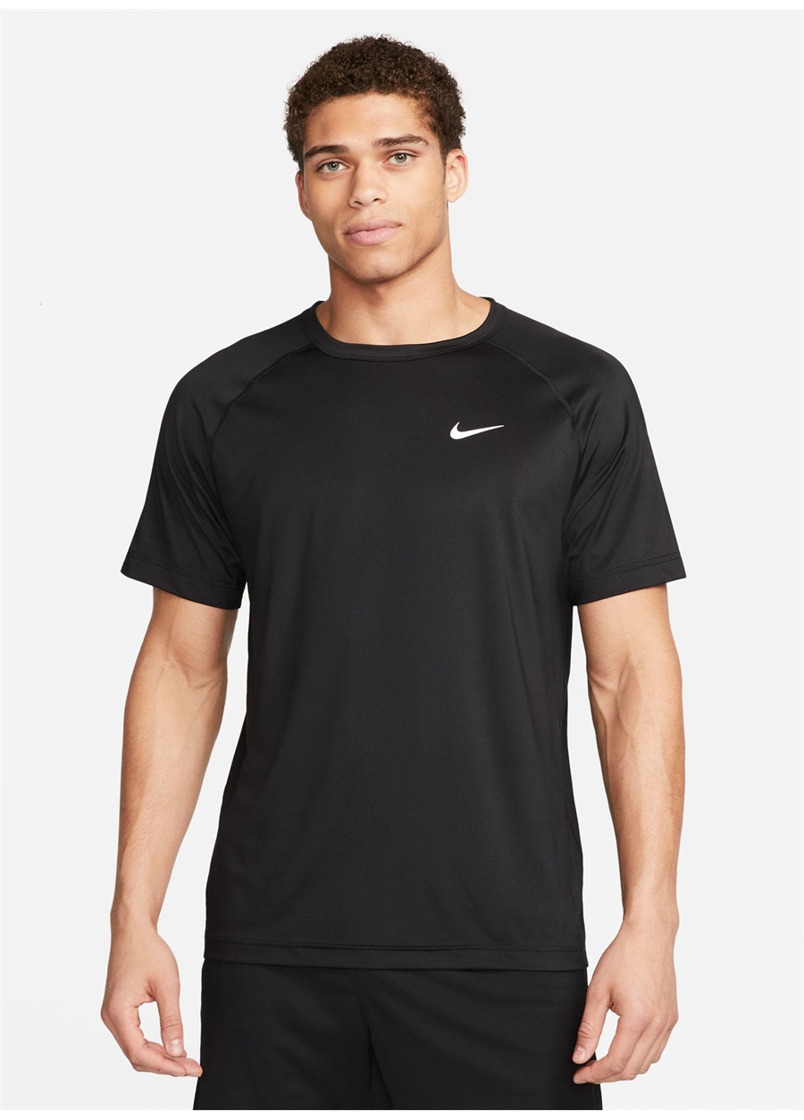 Nike Siyah - Gri - Gümüş Erkek Yuvarlak Yaka Regular Fit T-Shirt DV9815-010 M NK DF READY SS