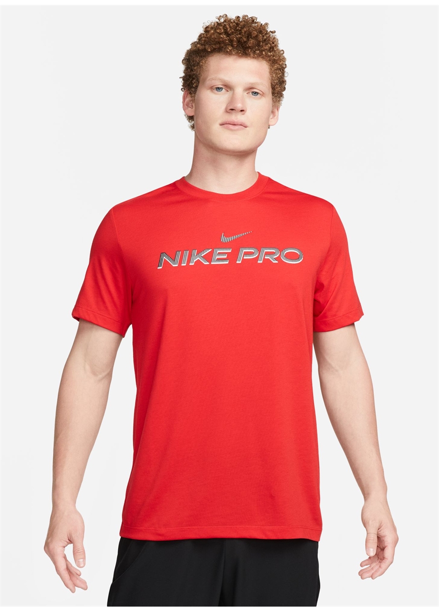 Nike Kırmızı - Pembe Erkek Yuvarlak Yaka Regular Fit T-Shirt FJ2393-657 M NK DF TEE DB NIKE PRO