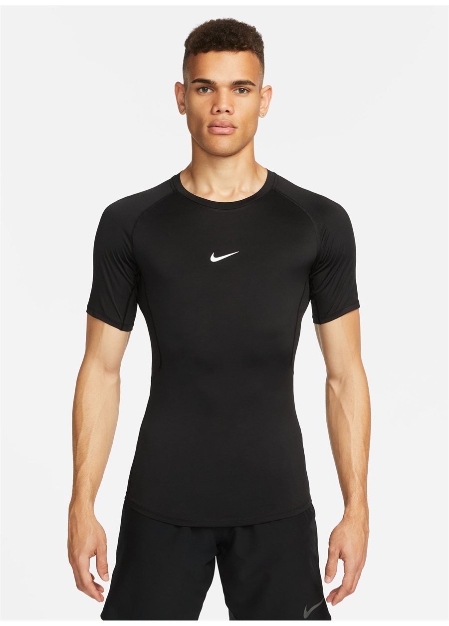 Nike Siyah - Gri - Gümüş Erkek Yuvarlak Yaka Regular Fit T-Shirt FB7932-010 M NP DF TIGHT TOP SS
