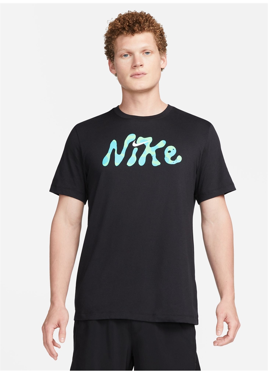 Nike Siyah - Gri - Gümüş Erkek Yuvarlak Yaka Regular Fit T-Shirt FJ2367-010 M NK DF TEE DYE 1