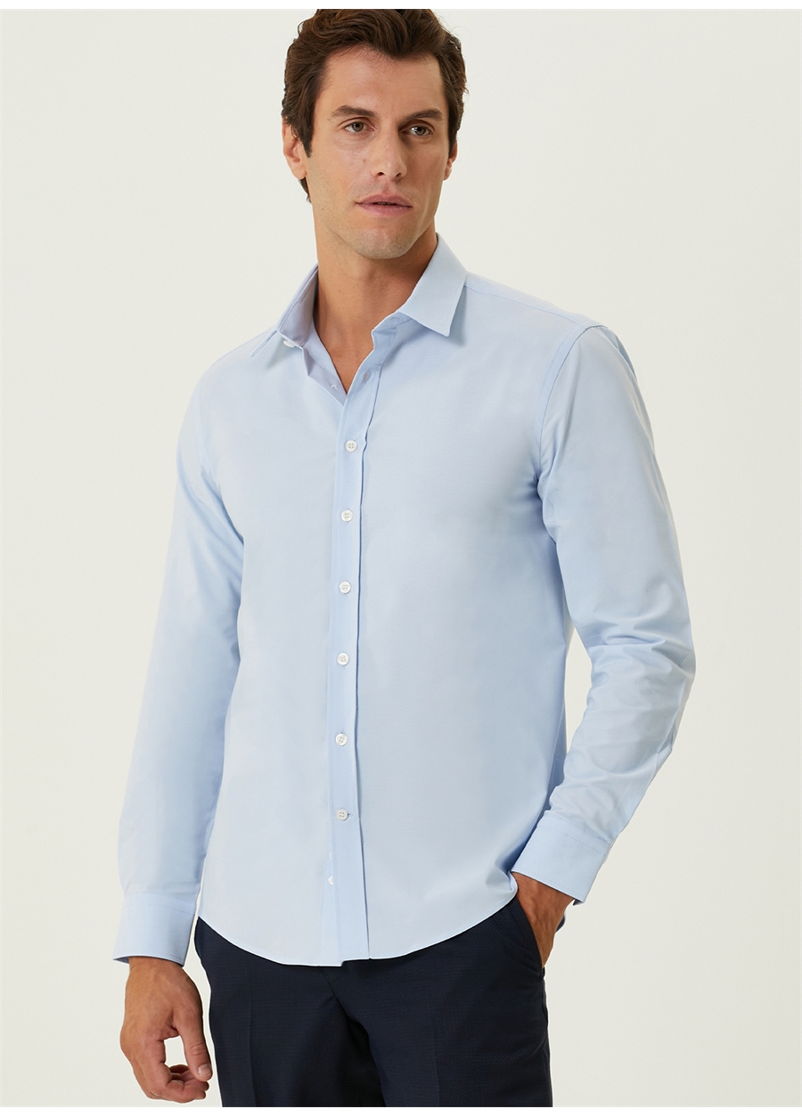 Network Slim Fit Klasik Yaka Açık Mavi Erkek Gömlek 1089631
