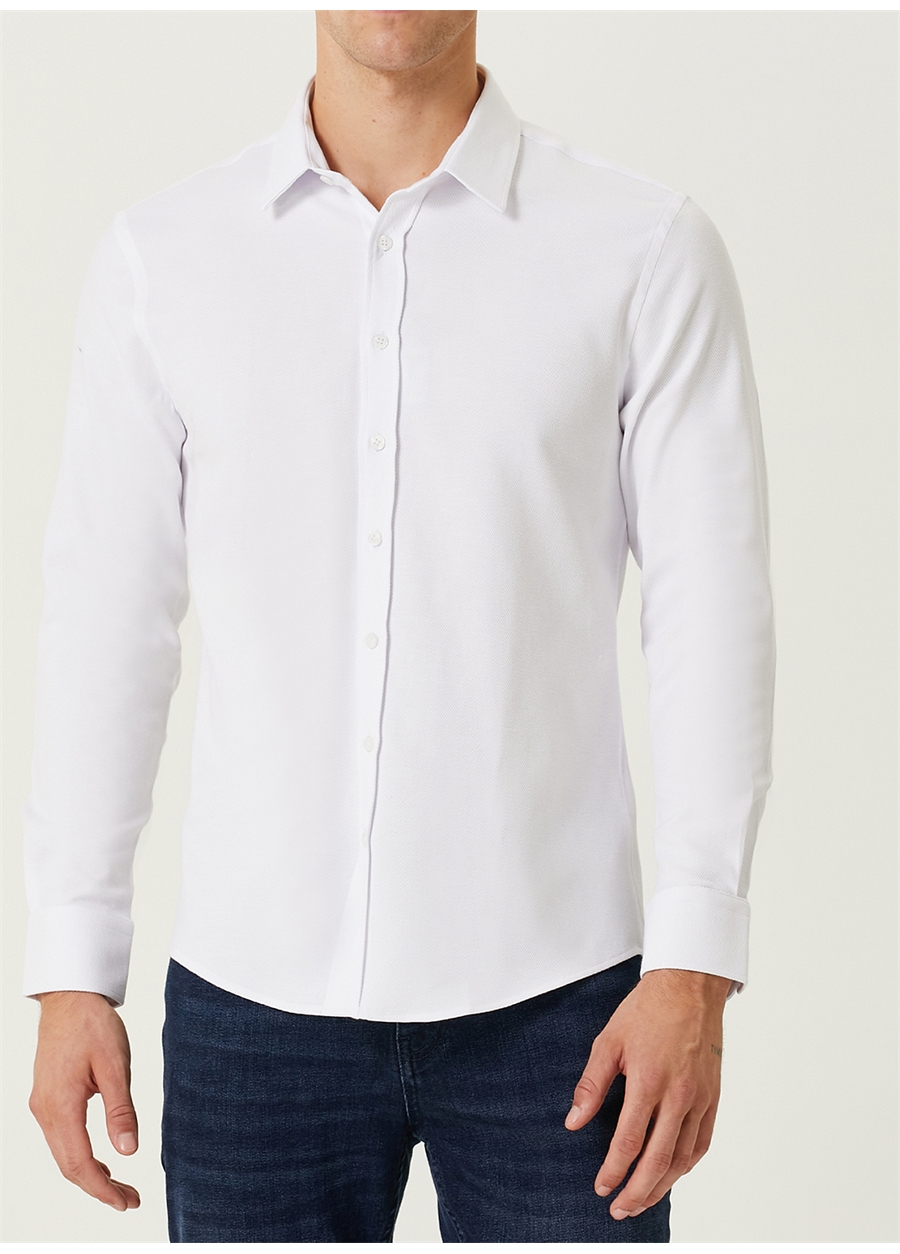 Network Slim Fit Klasik Yaka Beyaz Erkek Gömlek 1089813