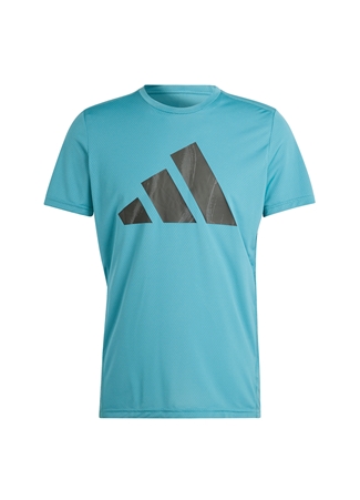 Adidas Açık Mavi Erkek Bisiklet Yaka Baskılı T-Shirt IL2204-RUN IT BOS TEE_0