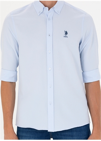 U.S. Polo Assn. Slim Fit Düğmeli Yaka Açık Mavi Erkek Gömlek GOX023K_5