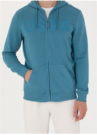 U.S. Polo Assn. Kapüşon Yaka Petrol Erkek Sweatshırt GARENSK023_5