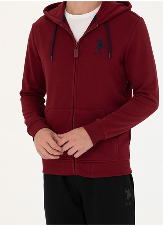 U.S. Polo Assn. Kapüşon Yaka Bordo Erkek Sweatshırt GARMANSK023_5