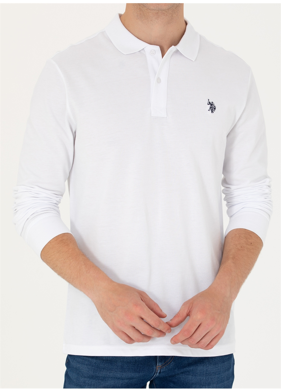 U.S. Polo Assn. Polo Yaka Beyaz Erkek Sweatshırt GTP01SK023_5