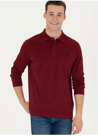 U.S. Polo Assn. Polo Yaka Bordo Erkek Sweatshırt GTP01SK023_0