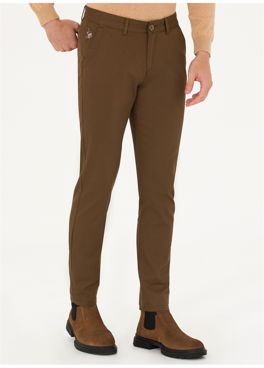 U.S. Polo Assn. Normal Bel Normal Paça Slim Fit Hardal Erkek Pantolon KENZI23K_1