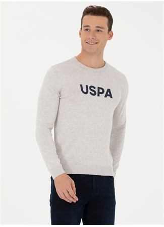 U.S. Polo Assn. Bisiklet Yaka Slim Fit Taş Melanj Erkek Kazak OSVAL