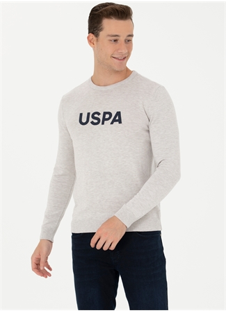 U.S. Polo Assn. Bisiklet Yaka Slim Fit Taş Melanj Erkek Kazak OSVAL_2