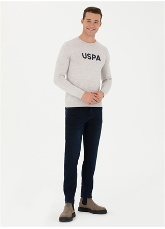 U.S. Polo Assn. Bisiklet Yaka Slim Fit Taş Melanj Erkek Kazak OSVAL_3