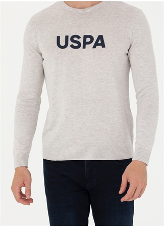 U.S. Polo Assn. Bisiklet Yaka Slim Fit Taş Melanj Erkek Kazak OSVAL_5