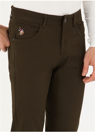 U.S. Polo Assn. Normal Bel Normal Paça Slim Fit Koyu Haki Erkek Pantolon MICEL23K_4