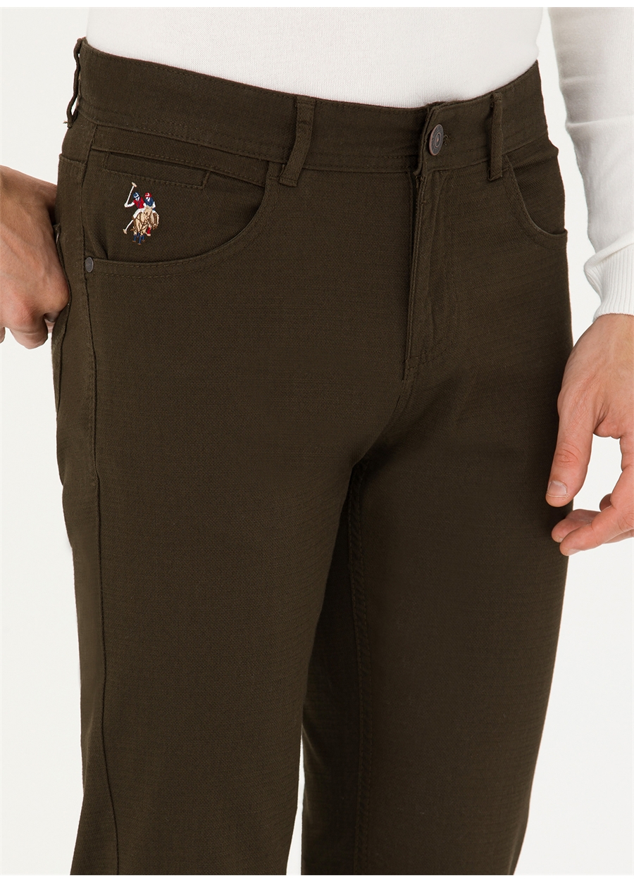 U.S. Polo Assn. Normal Bel Normal Paça Slim Fit Koyu Haki Erkek Pantolon MICEL23K_4