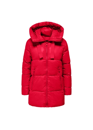 Only Açık Kırmızı Kadın Mont ONLNEWSCARLETT HOOD PUFFER CC OTW