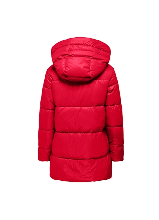 Only Açık Kırmızı Kadın Mont ONLNEWSCARLETT HOOD PUFFER CC OTW_1