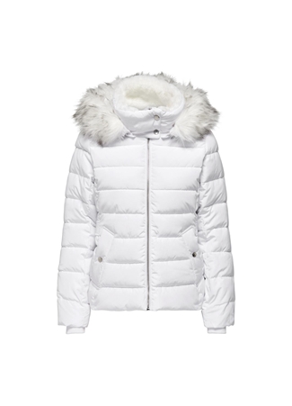 Only Beyaz Kadın Mont ONLNEWCAMILLA FUR HOOD JACKET CC OT_1