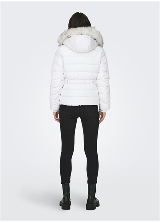 Only Beyaz Kadın Mont ONLNEWCAMILLA FUR HOOD JACKET CC OT_2