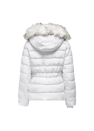 Only Beyaz Kadın Mont ONLNEWCAMILLA FUR HOOD JACKET CC OT_5